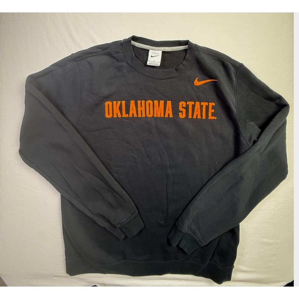 Nike Oklahoma State Cowboys Club Fleece Crew Sweatshirt Black Orange Mens M-2607